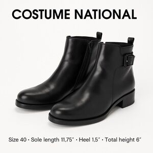 COSTUME NATIONAL | Black Italian Leather Ankle Boots – Size 40